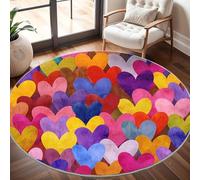Antidérapant Tapis Rond Lavable en Machine, Conception d'amour CréAtive Doux et Durable Tapis Rond pour Chambre, Entrée, Salle à Manger, Bureau L'intérieur Décorer Coloré Ø 120 cm Circulaire