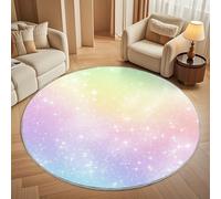 Antidérapant Tapis Rond Lavable en Machine, Couleurs DéGradéEs de l'arc-en-Ciel Doux et Durable Tapis Rond pour Chambre, Entrée, Salle à Manger, Bureau L'intérieur Décorer Étoile Ø 160 cm Circulaire