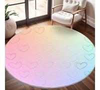Antidérapant Tapis Rond Lavable en Machine, CœUr d'amour Peinte à La Main Doux et Durable Tapis Rond pour Chambre, Entrée, Bureau L'intérieur Décorer Couleurs de l'arc-en-Ciel Ø 100 cm Circulaire