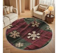 Antidérapant Tapis Rond Lavable en Machine, Style de Tricot de NoëL Doux et Durable Tapis Rond pour Chambre, Entrée, Bureau L'intérieur Décorer Flocons de Neige DoréS Ø 200 cm Circulaire