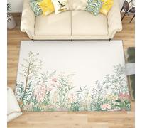 Antidérapant Tapis Salon Chambre 120x180 cm Plantes Et Fleurs, Tapis à Court Poils Doux Illustration de Fleurs Sauvages Vintage Lavable en Machine Antifouling Décoration de Office, Couloir, Paillasson