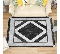 Antidérapant Tapis Salon Chambre 160x230 cm Motif GéOméTrique en Marbre, Tapis à Court Poils Doux Gris Foncé Lavable en Machine Antifouling Décoration de Office, Couloir, Paillasson