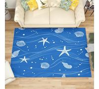 Antidérapant Tapis Salon Chambre 180x240 cm Bleu, Tapis à Court Poils Doux ThèMe OcéAn Fantastique Lavable en Machine Antifouling Décoration de Office, Couloir, Paillasson