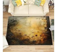 Antidérapant Tapis Salon Chambre 180x240 cm Relief D'Aiguilles de Pin AmbréEs, Tapis à Court Poils Doux Marron Vintage Lavable en Machine Antifouling Décoration de Office, Couloir, Paillasson
