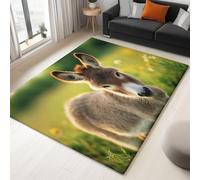 Antidérapante Tapis de Salon Chambre - Salon Super Doux Salle à Manger Faux Tapis en Laine, Motif Âne Animal Jouant dans Les Terres agricoles Rug Décoratif Résistant Lavable 120 x 180cm