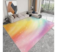 Antidérapante Tapis de Salon Chambre - Salon Super Doux Salle à Manger Faux Tapis en Laine, Motif Couleurs de l'arc en Ciel étoiles Fantaisie Rug Décoratif Résistant Lavable 120 x 170cm