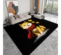 Antidérapante Tapis de Salon Chambre - Salon Super Doux Salle à Manger Faux Tapis en Laine, Motif Style Anime Dessin animé Animal Shiba Inu Rug Décoratif Résistant Lavable Noir 120 x 170cm