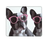 Antidérapante Tapis Souris, Lunettes Roses de Bouvier français, Doux Tapis de Souris, Gaming Mousepad, 25X30cm, Ordinateur, PC, Souris