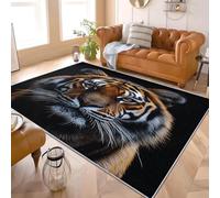 Antidérapants Tapis Chambre Moderne 120x180 cm Gros Plan Sur Un Animal, Un Tigre Doux à Poil Court Lavable en Machine Tapis Salon Noir Décoration Maison Adapté aux Animaux Paillassons Anti-saleté