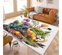 Antidérapants Tapis Chambre Moderne 120x180 cm ThèMe Des Dinosaures Dessin Animé Doux à Poil Court Lavable en Machine Tapis Salon Blanc Décoration Maison Adapté aux Animaux Paillassons Anti-saleté