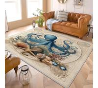 Antidérapants Tapis Chambre Moderne 160x230 cm ThèMe Des Animaux Marins Doux à Poil Court Lavable en Machine Tapis Salon Jaune Clair Décoration Maison Adapté aux Animaux Paillassons Anti-saleté