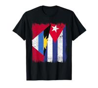 Antigua-et-Barbuda Demi Drapeau Cuba Patrimoine cubain Bajan T-Shirt