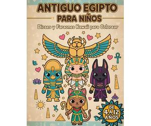 Antiguo Egipto para Niños - Dioses y Faraones Kawaii para Colorear: Aprende coloreando 50 escenas de mitología egipcia, pirámides, momias, templos y el Nilo