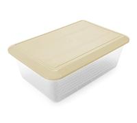 ANTIHUMEDADES Lot 3 plateaux pour décongeler les aliments, 6,5 L - Couvercle Beige - Grille d'égouttage Sans BPA, (36 x 24 x 12,5 cm) - Restaurants, cuisines, hôtellerie, catering