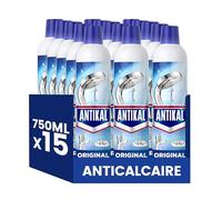 Antikal Gel pour Salle de Bain (750ml x15), Technologie Anti-Gouttes, Élimine Jusqu’à 99.99pour cent Du Calcaire, Parfum Classique