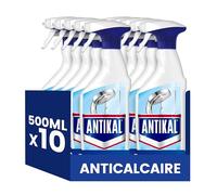 Antikal Spray pour Salle de Bain (500ml x10), Technologie Anti-Gouttes, Élimine Jusqu’à 99.99% Du Calcaire, Parfum Classique