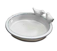 Antikas - Bain d'oiseaux, bain d'oiseaux, ovale, blanc/vert, bol d'eau comme bassin pour oiseaux