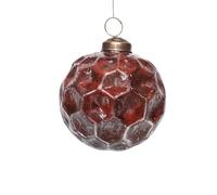 Antikas Boule de Noël en verre de qualité supérieure, rouge à facettes, fabriquée à la main en Inde, diamètre : 10 cm