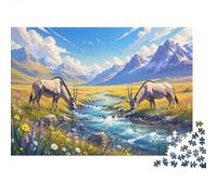 Antilope Rivière Montagne 1000pcs Mini Puzzle pour Famille Cadeau | 70x50cm Carton Décor Salon Structure Durable Cadeau D'anniversaire Relaxation