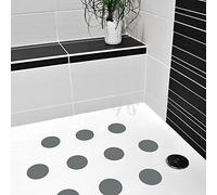 AnTina Tapes Lot de 10 autocollants antidérapants gris pour douche et baignoire - Certifiés antidérapants et autocollants - Tapis de bain et de douche - 9 cm de diamètre - Gris