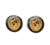 Anting-Anting Warna Perunggu Palu Sabit Bintang Retro Perhiasan Anting-Anting Cabochon Kaca Simbol Uni Soviétique Rusia CCCP, nan