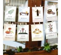 ANTING Cartes de la semaine sainte de Pâques, compte à rebours de Pâques, Bible Jésus la semaine dernière Christ Résurrection Expiation Semaine Sainte Dimanche École Écriture religieuse