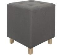 ANTIOPE - Pouf Carré Gris Foncé Piétement Bois - Altobuy Gris G