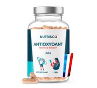 NUTRI & CO Antioxydant - Pépins de Raisin OPC et Sulforaphane de Brocoli - Vit C Précurseur du Collagène - Mix Bio-disponible Anti-âge pour la Peau - 60 Gélules Vegan - Fabriqué en France