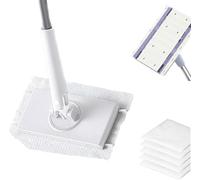Antipolvo Desechable, Sweeper Mop No-Touch Dirty Cleaning Flat Dust Mops for Dry Wet Disposable Pads, Long Handle Wet and Dry Mopping Sweeper Stick with Locking Head & Sweeping Cloths (White)