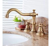 Antique 2 poignées robinet d'évier de salle de bain multifonction 3 trous mitigeur avec poignées croisées style vintage pour une décoration de bain élégante et un design élégant