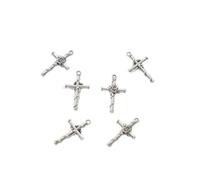 Antique argent en alliage de Zinc Croix pendentifs-Vintage Floral Croix breloques pour bricolage fabrication de bijoux, 15x26x4mm gothique collier boucle d'oreille artisanat accessoires (100 pcs)