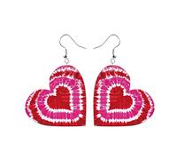 Antique avec Compartiment Secret à carreaux rouges et noirs Tie Dye imprimé léopard coeur d'oreilles en cuir en forme de goutte cadeau pour les filles Argent Or d'Oreilles (D, One Size)
