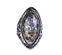 Antique Big Ovale Coloré Shell Anneau Déclaration Boho Beach Bijoux Beige coloré Taille 10 Créatif et utileDurabilité