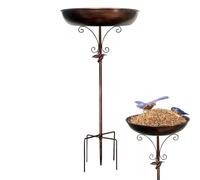 Antique Bird Food Machine, coquille de bain d'oiseaux debout en métal pour terrasse de balcon de jardin et bain d'oiseaux extérieurs pour l'extérieur -