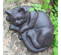 Antique Black Cast Iron Sleeping Statue European Home Garden Decor Heavy Metal Figurines Farm House Rustic Sculpture