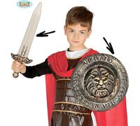 antique bouclier doré avec épée pour enfants chevalier gladiateurc