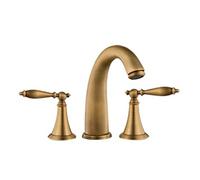 Antique Brass 3 Hole Bathtub Sink Faucet, Hot and Cold Water, Bathroom Sink Faucet - A