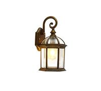 Antique European Style E27 Outdoor Wall Sconces With Glass Lampshade Ip55 Waterproof Wall Mounted Lights For Backyard Patio Doorway Wall Sconces Fixture/Brass Color