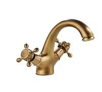 Antique Faucet Bathroom Faucet Mixer In The Bathroom Washbasin Taps Mixer With Two Handles Deck Mounted Hot Cold Water(Antique Brass)