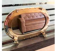 ANTIQUE Hublot ovale en laiton brillant, finition or, miroir à suspendre au mur, hublot de navire, décoration d'intérieur