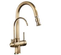 Antique Kitchen Sink Pure Faucet Pull Out Spout Hot Cold Mixer Taps Deck Mount Hot Cold Mixer Taps Purification Kitchen Crane(Antique brass)