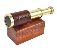 Antique Leather Bound Brass Telescope 6 with Wooden Box