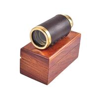 Antique Marine Laiton Cuir Bound Poche Télescope 15,2 cm avec boîte en Bois