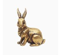 Antique Solid Copper Lucky Rabbit Statue Statue Ornement Vintage Copper Animal Sculpture Rabbit Chain Chain Figurine Office Bureau Décoration Collection d'art