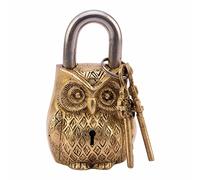 ANTIQUE Style OWL Type Padlock - Lock with Key - Brass Made (A)