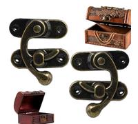 Antique Style Tin Box Latch Lock, 2 pièces Brass Swing Arm Hook | Retro Vintage Mini Lock With Screws | Jewelry Box Toolbox Suitcase Chest Closure Hinge Accessory