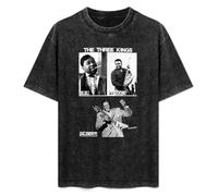 Antique Wash Shirt T-Shirts for Mens Womens B.B Albert Freddie King Three Kings of Blues Retro Washed Tops Tees Black S
