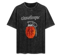 Antique Wash Shirt T-Shirts for Mens Womens Clawfinger Rock Metal Band Use Your Brain Logo Retro Washed Tops Tees Black L