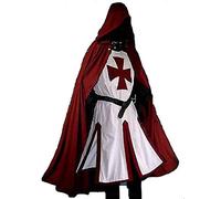 ANTIQUECOLLECTION Surcoat et cape médiéval de chevalier templier et manteau de reconstitution LARP blanc, rouge