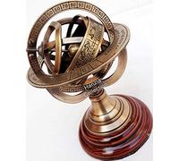 Antiquegifts2019 Astrolabe Sphère Armillaire en Laiton sur Socle en Bois Maritime Nautique & Objet De Collection Beautifil